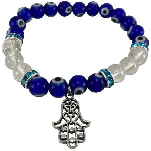 Evil Eye and Clear Quartz Bracelet w/ Hamsa Charm