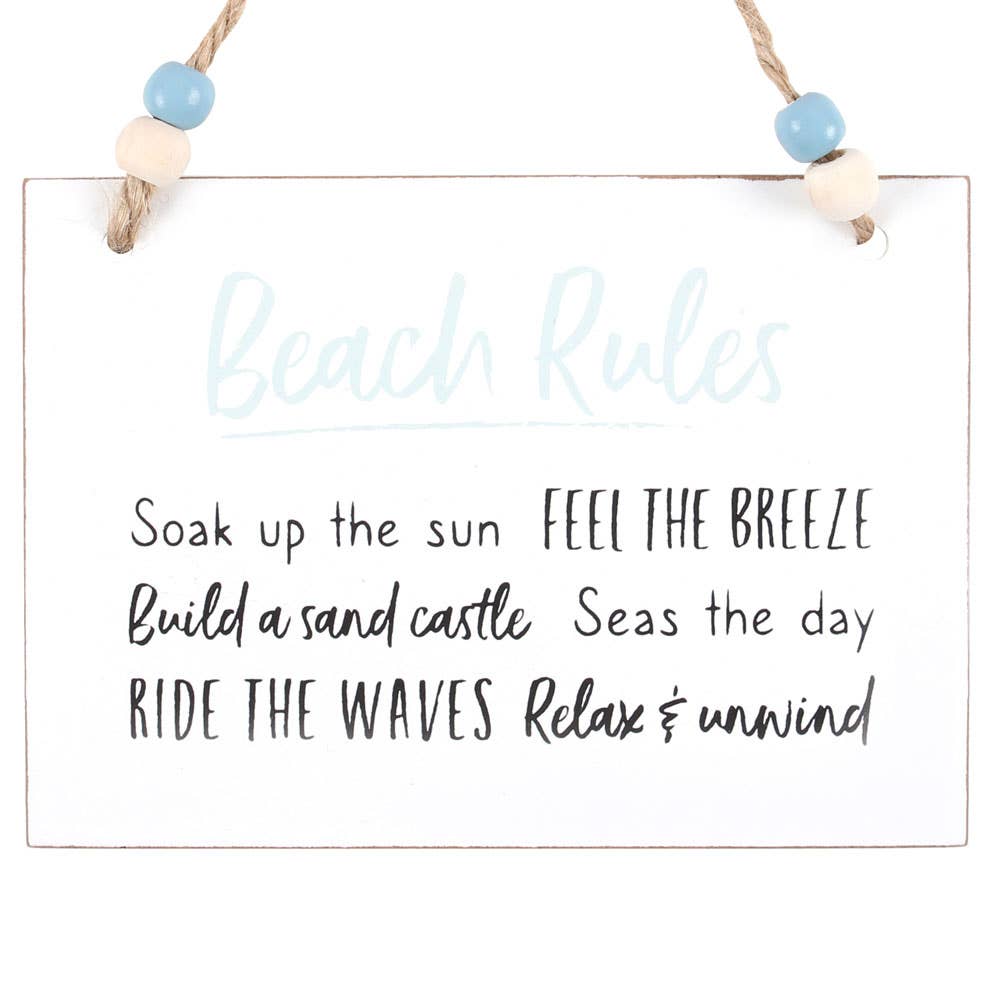 Beach Rules Hanging Sign