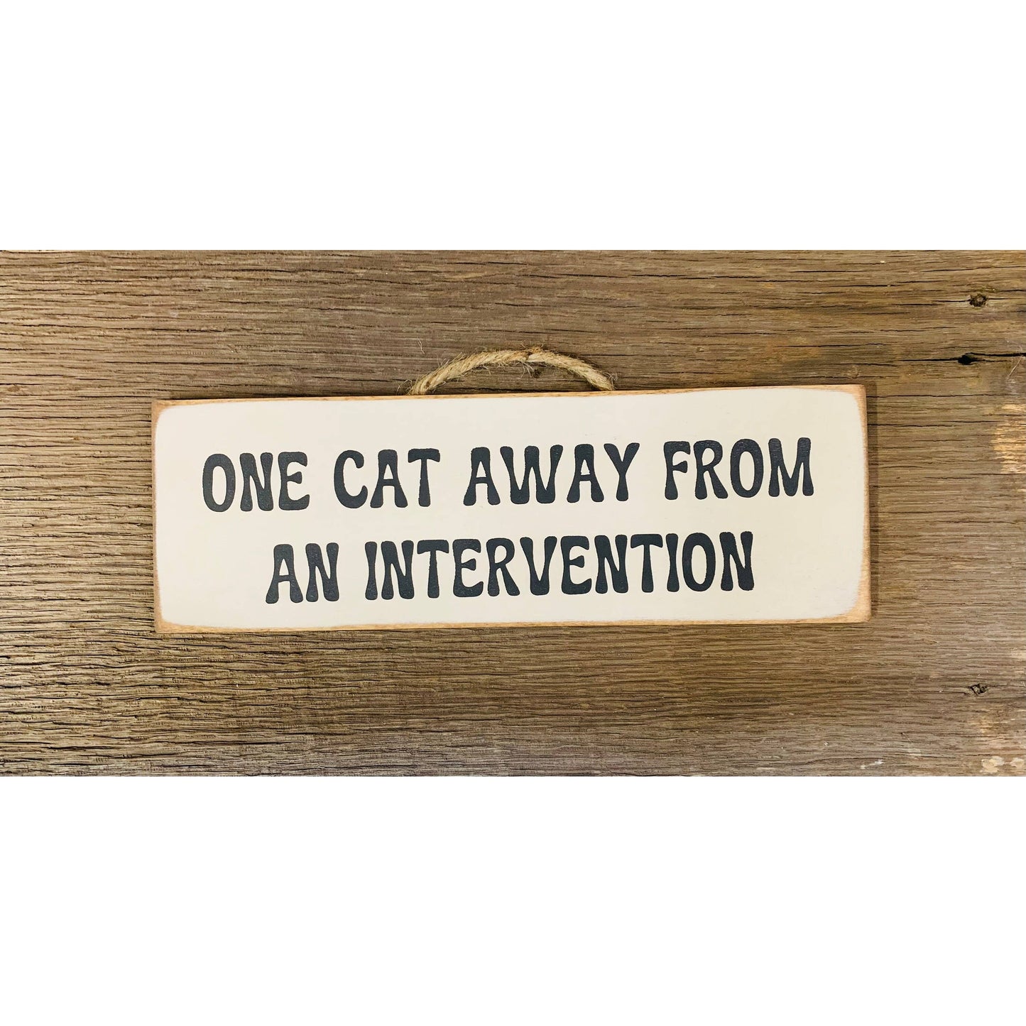 "One Cat Away From an Intervention" Funny Cat Sign