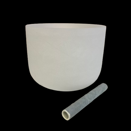 Glass Frosted White Singing Bowl 10-11"