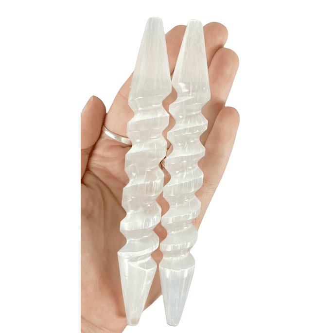 Selenite Spiral Massage Wands
