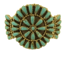 Zuni Petit Point Turquoise Cuff - Sterling Silver