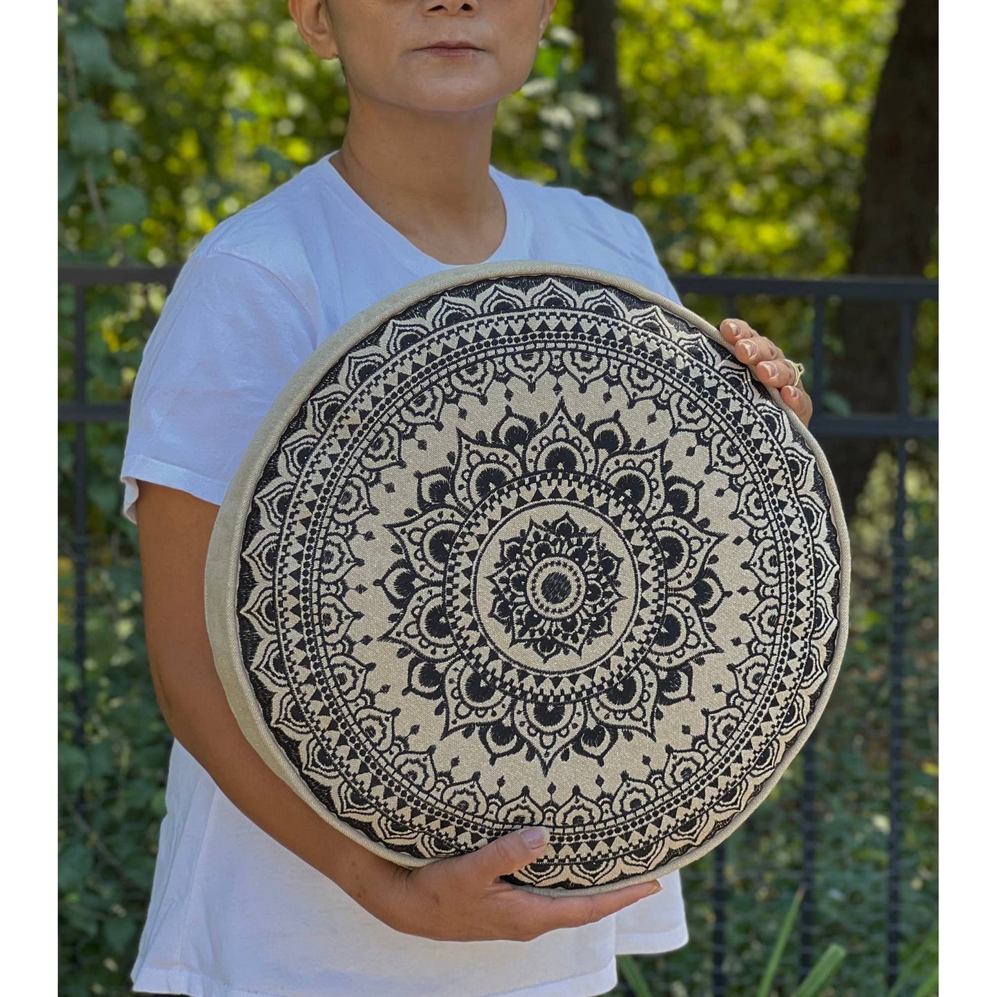 Mandala Embroidered Meditation & Yoga Cushion