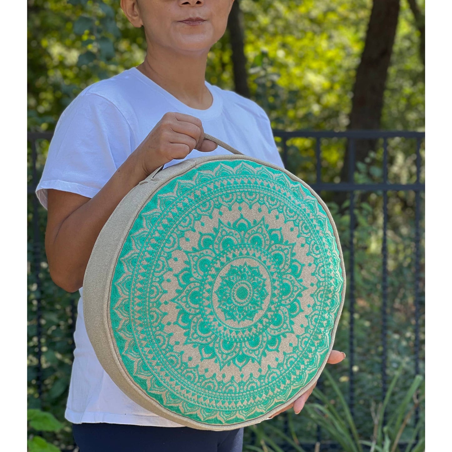 Mandala Embroidered Meditation & Yoga Cushion