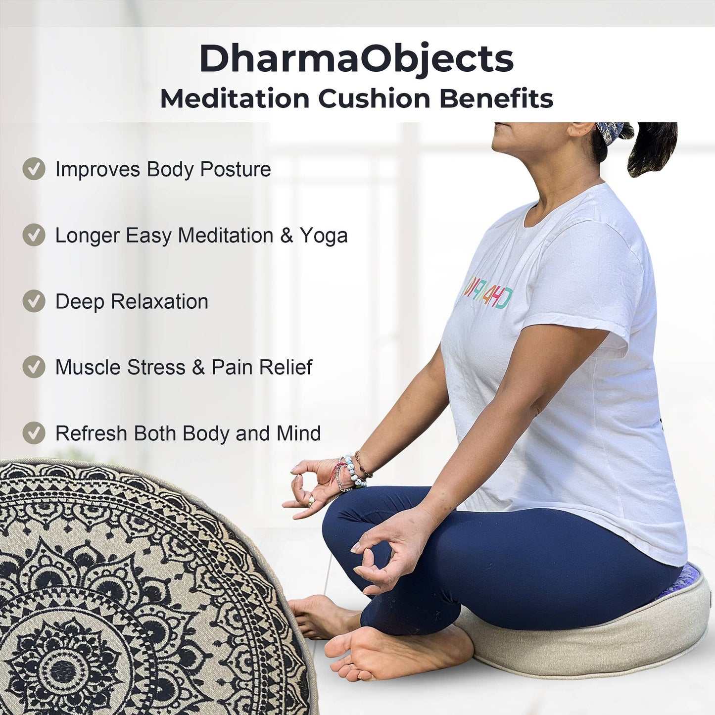 Mandala Embroidered Meditation & Yoga Cushion