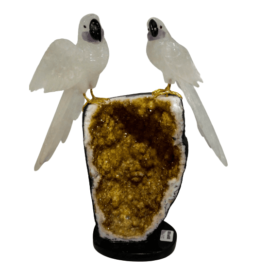 Quartz birds on Citrine