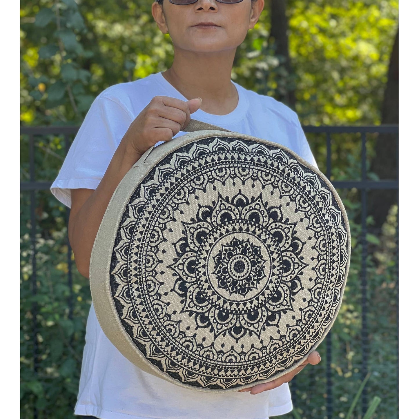Mandala Embroidered Meditation & Yoga Cushion